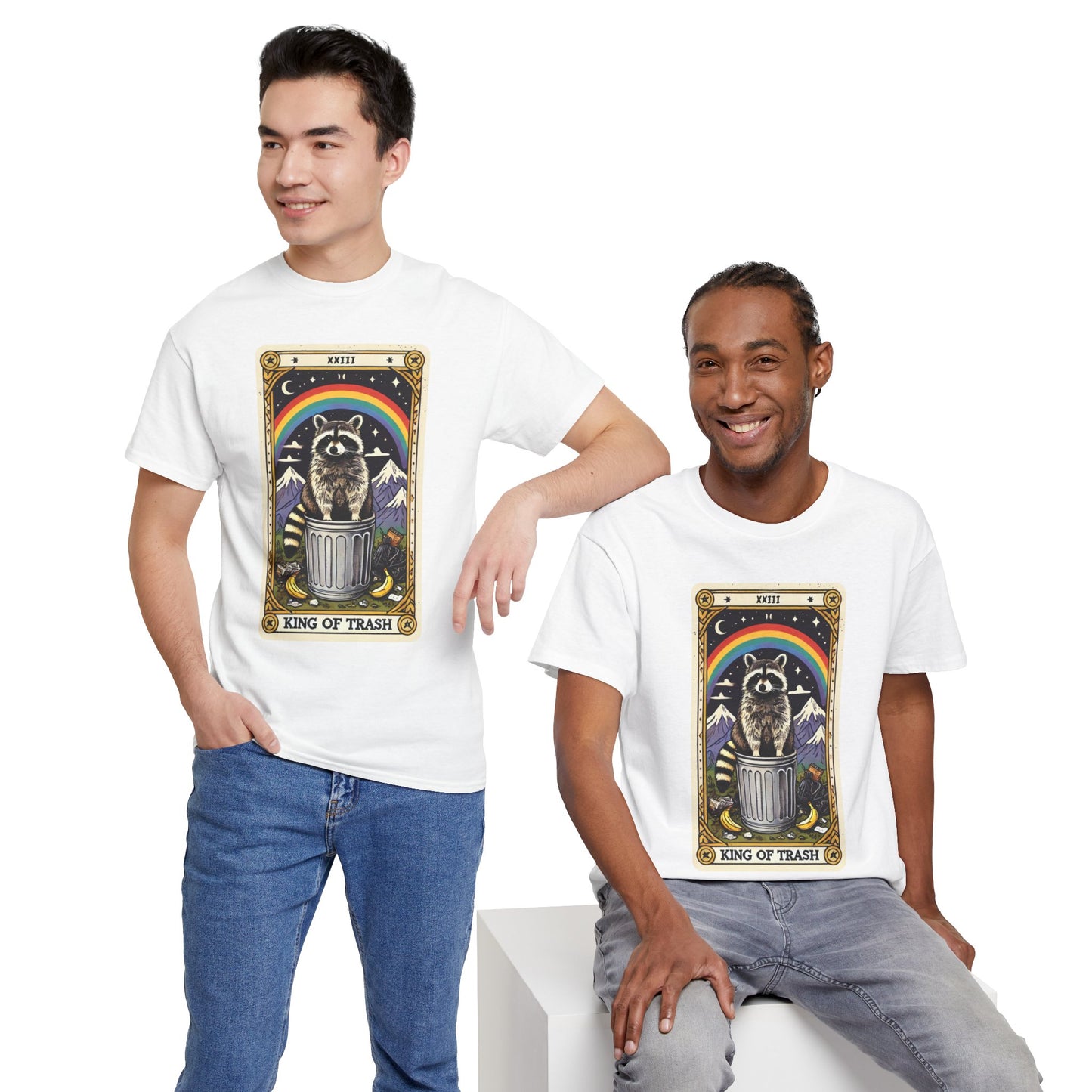 King of Trash Tarot - The Raccoon Royalty Tee (Unisex Heavy Cotton)