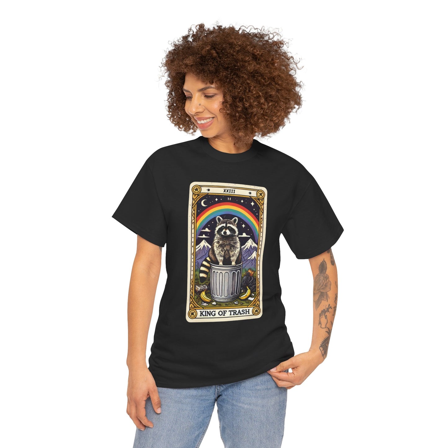 King of Trash Tarot - The Raccoon Royalty Tee (Unisex Heavy Cotton)