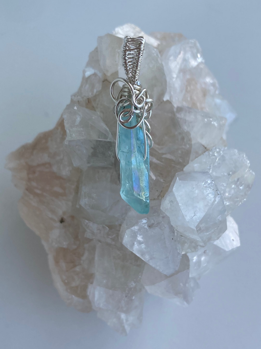 Aura Quartz (Sky Blue) Pendant – Divine Insight, Truthful Expression & Intuitive Communication