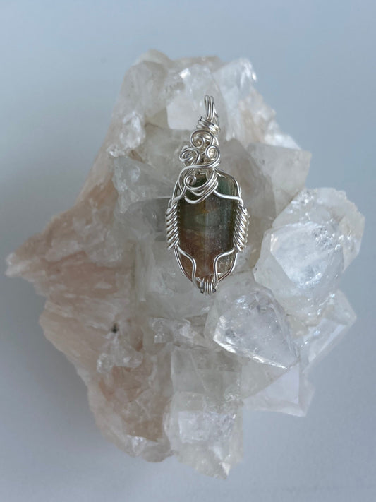 Green/Pink Tourmaline Pendant – Heart Chakra Healing & Activation, Love, Soothing
