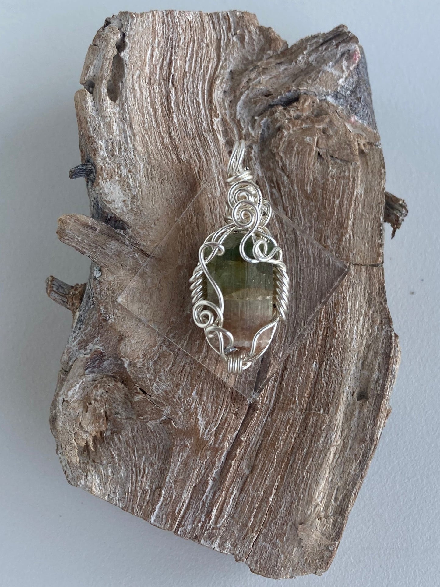 Green/Pink Tourmaline Pendant – Heart Chakra Healing & Activation, Love, Soothing