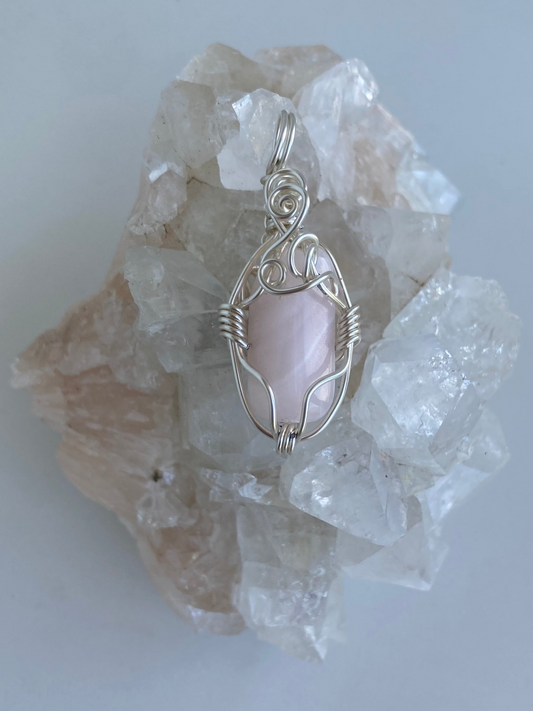 Calcite Pendant (Pink Mangano)  – Anxiety & Stress Relief, Self Love & Heart Chakra