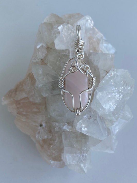 Calcite Pendant (Pink Mangano)  – Anxiety & Stress Relief, Self Love & Heart Chakra