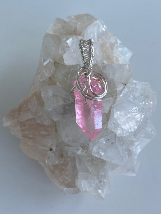 Aura Quartz (Pink) Pendant – Divine Love, Inner Peace & Heart-Mind Harmony