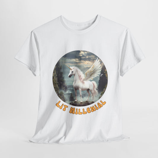 Lit Millennial – Unicorn Energy Meets Existential Crisis Tee - Vintage Graphic T-Shirt