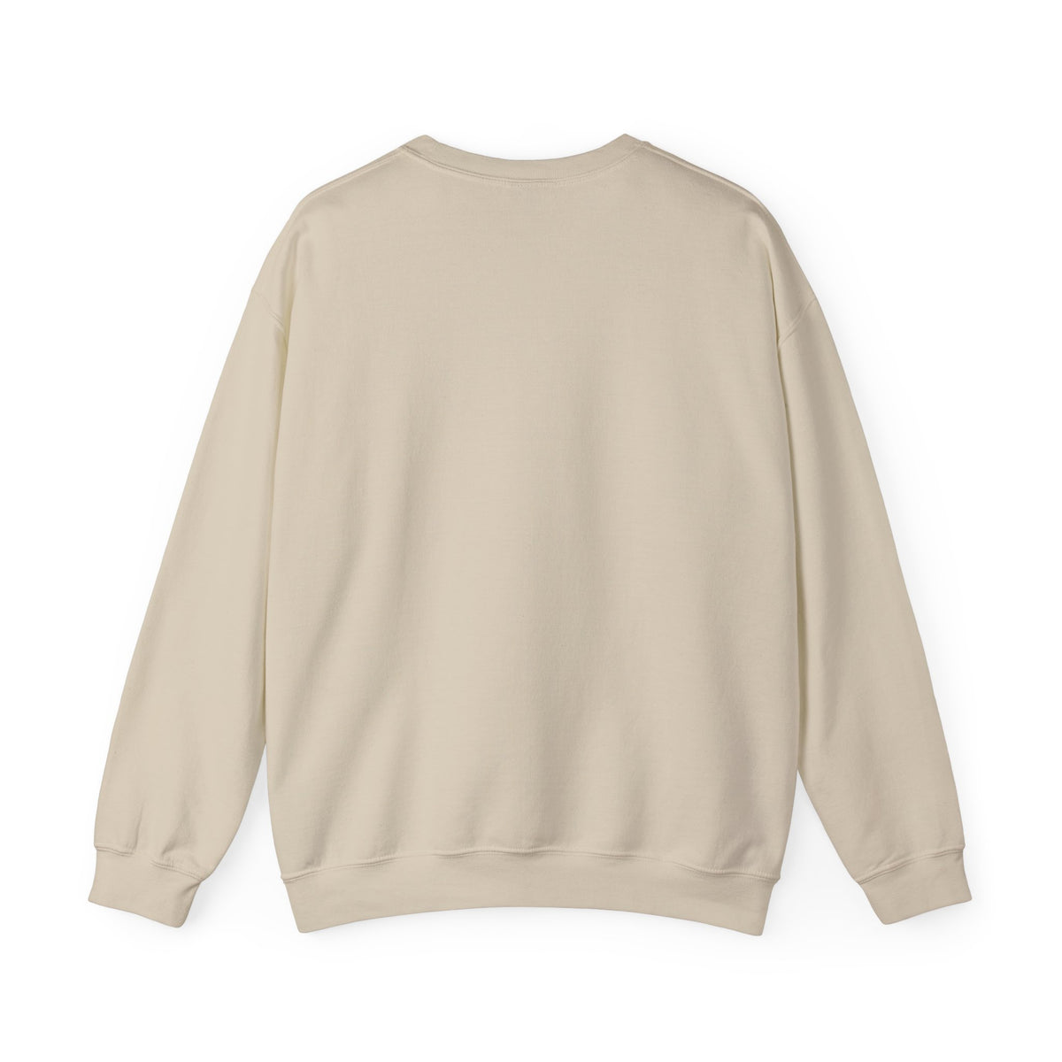 Back of a beige sweatshirt on a white background