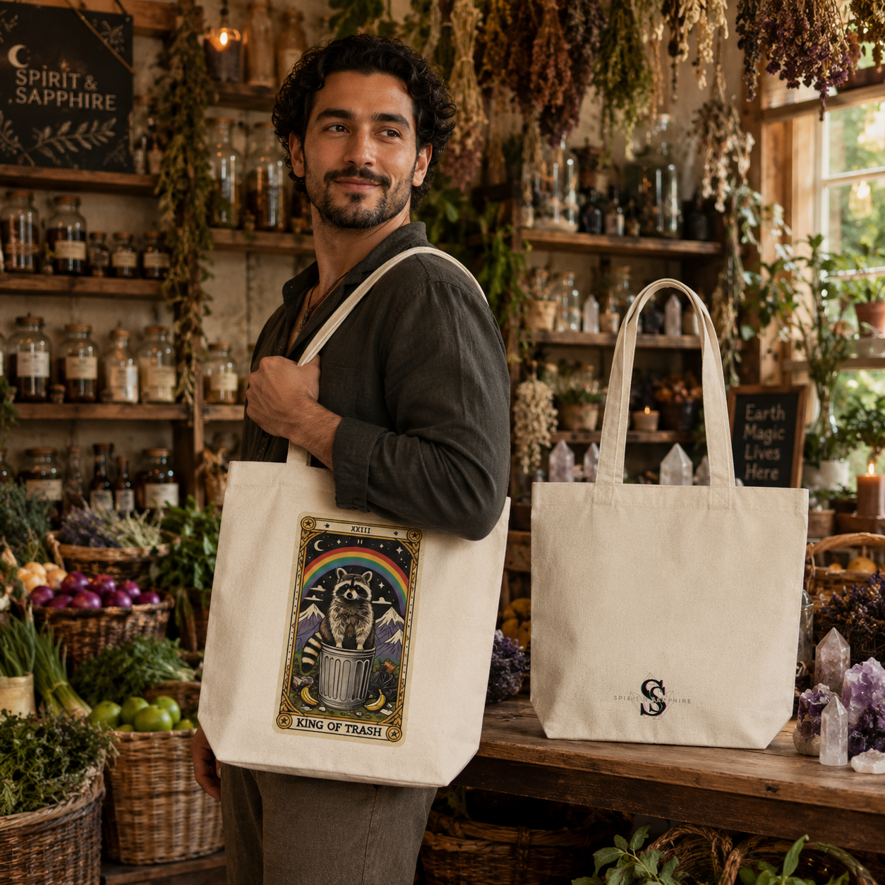 Tarot Tote Bag - King of Trash – Raccoon Royalty